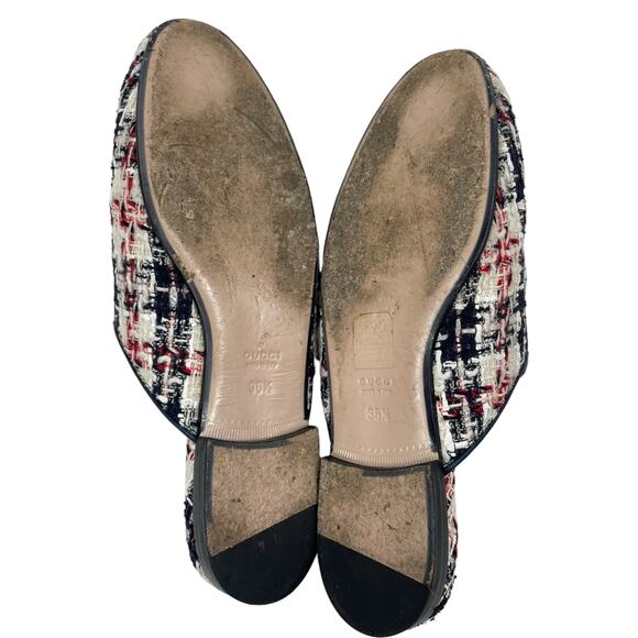 Gucci Princetown Tweed Mules Horsebit Gardenia Ink Blue Size 36.5 - Picture 9 of 13